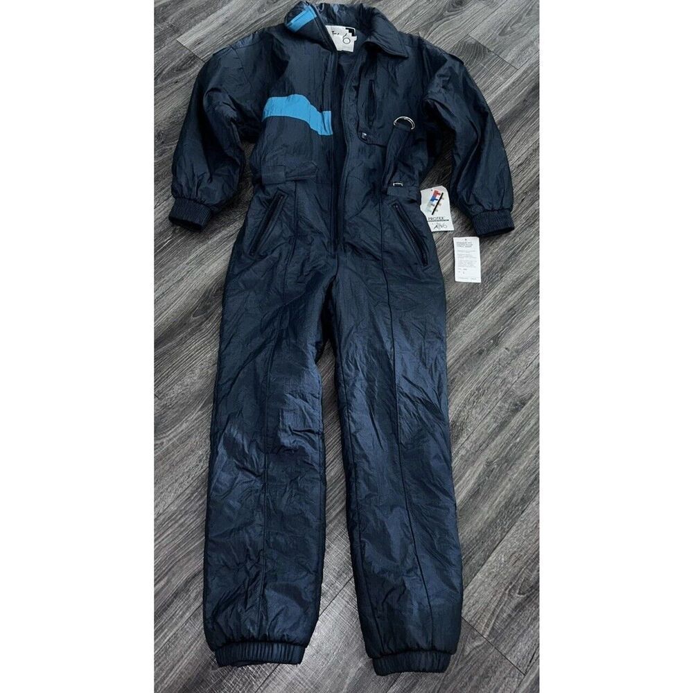 Club Attivo Vintage Blue Color Block Snowsuit Snow Bib Womens Size L With Tags